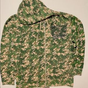 Christian Audigier LA All Over Print Panther Camo Men’s XL Hoodie Embroidered